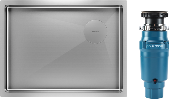 Комплект Мойка Paulmark Next-Skew PM885844-BS брашированная сталь + Измельчитель Intenso I-400