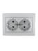 Розетка 2-м СП Mira 16А IP20 с заземл. со вставкой керамика сер. метал. LEZARD 701-1010-127