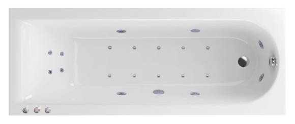 Акриловая ванна Excellent Aurum Lux WAEX.AUR17.LUX.CR 170x70 см, пристенная, с гидромассажем, белая, с каркасом, со сливом-переливом