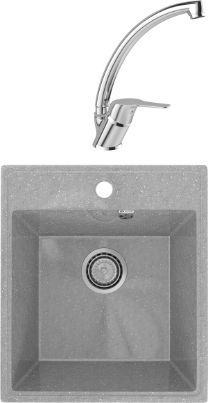 Комплект Мойка Practik PR-M 425-003 светло-серая + Смеситель MEGA Mega MG-BMK016 хром
