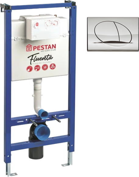 Система инсталляции для унитазов Pestan Fluenta 40006356 + Кнопка смыва Pestan Fluenta Play 40006358 хром глянец
