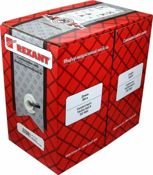 Кабель витая пара F/UTP 1х2х24AWG кат.5E solid CU PVC сер. (м) Rexant 01-0120 Кабель витая пара F/UTP 1х2х24AWG кат.5E solid CU PVC сер. (м) Rexant 01-0120