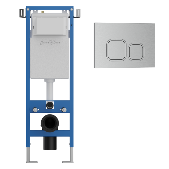 Система инсталляции для унитазов Iberica Blanca Lavado Mini IBLAV4 + Кнопка смыва P-Recto IBPRE4 матовый хром