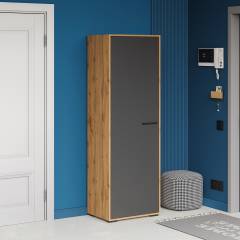 Шкаф DIWO Кострома с полками 60x180х42 см, дуб вотан, антрацит, ручка черная