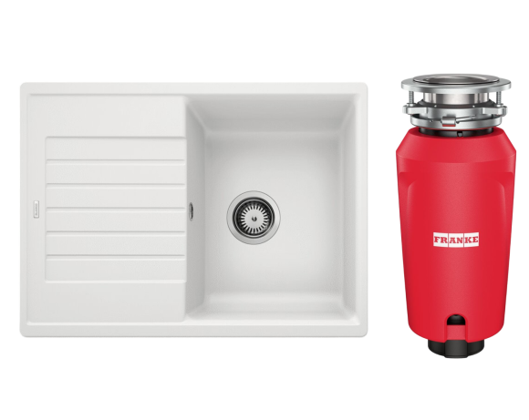 Комплект Мойка Blanco Zia 45 S Compact 524725 белая + Измельчитель Franke 134.0715.095