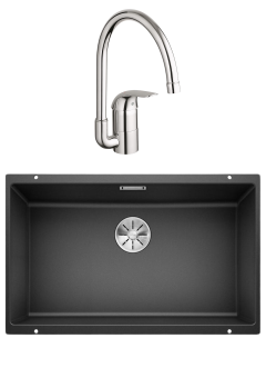 Комплект Мойка Blanco Subline 700-U 73x46, антрацит, искусственный гранит + Смеситель Grohe Euroeco 32752000 глянцевый хром