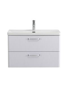 Тумба с раковиной BelBagno Due 80 ручки хром полированный, bianco lucido Тумба с раковиной BelBagno Due 80 ручки хром полированный, bianco lucido