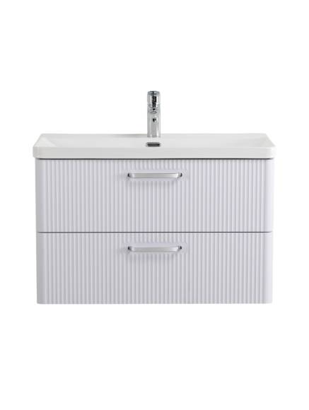 Тумба с раковиной BelBagno Due 80 ручки хром полированный, bianco lucido