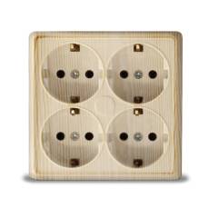 Розетка 4-м ОП Олимп с заземл. квадрат сосна UNIVersal 1177 Розетка 4-м ОП Олимп с заземл. квадрат сосна UNIVersal 1177