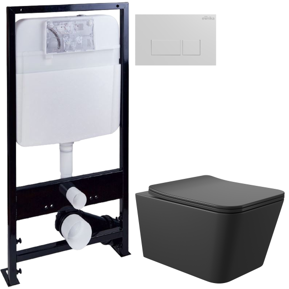 Комплект Унитаз подвесной Aqueduto Macio MAC0140 + Инсталляция EWRIKA ProLT 0026-2020 + Кнопка 0042 белая