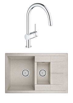 Комплект Мойка Granula 7802, пирит + Смеситель Grohe Minta 3291800E хром
