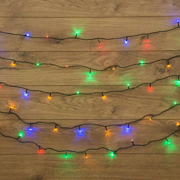 Гирлянда светодиодная "Твинкл Лайт" 15м 120LED мультиколор 6.9Вт 220-240В IP20 с контроллером провод ПВХ темн. зел. Neon-Night 303-059