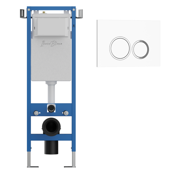 Система инсталляции для унитазов Iberica Blanca Lavado Mini IBLAV4 + Кнопка смыва P-Rondo IBPRO1 глянцевая белая