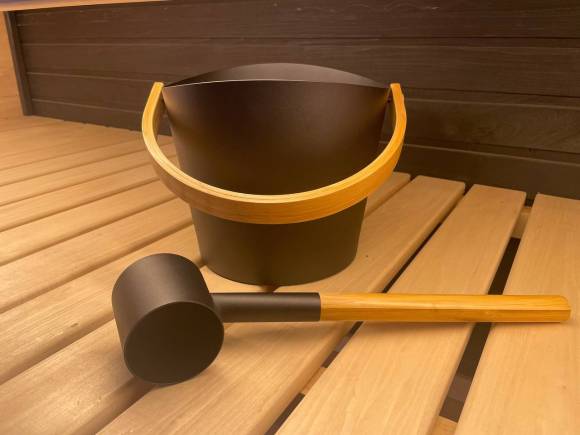 Набор Ведро 5л с бамбуковой ручкой +черпак BLACK Kurase Набор Ведро 5л с бамбуковой ручкой +черпак BLACK Kurase