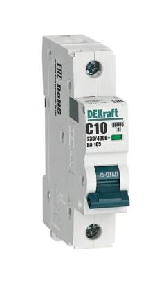 Выключатель автоматический модульный 1п C 10А 10кА ВА-105 DEKraft 13152DEK Выключатель автоматический модульный 1п C 10А 10кА ВА-105 DEKraft 13152DEK