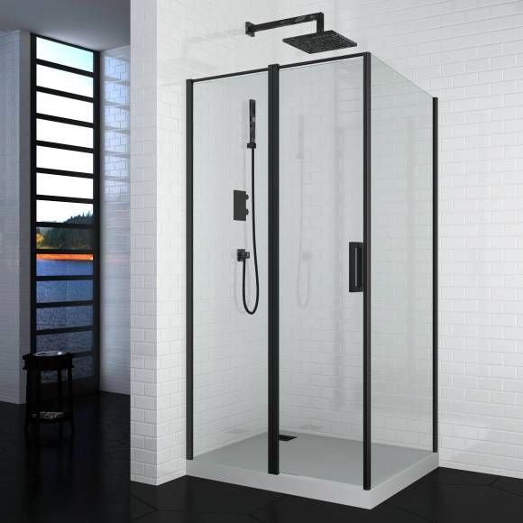 Душевой уголок Ceruttispa Victoria 120B 120x90, профиль черный