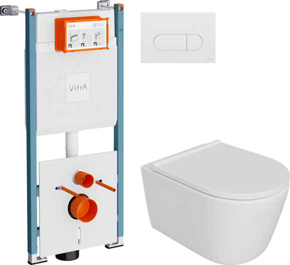 Комплект Унитаз подвесной DIWO Архангельск 0800 + Инсталляция VitrA V-Fix Core 732-5800-01PV + Кнопка Root Round 740-2200 белая глянцевая