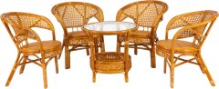 Комплект садовой мебели TetChair Pelangi 02/15 (стол + 4 кресла), без подушек, ротанг, honey