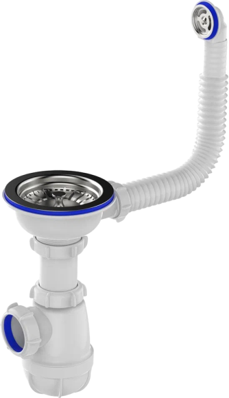 Сифон для мойки Aquant Standart B0142-14-MR с круглым переливом
