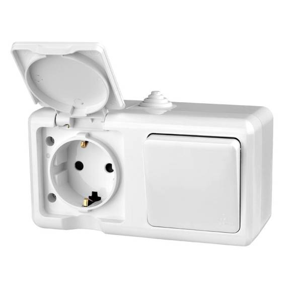 Блок ОП Dita (розетка 16А 250В с заземл. + 1-кл. выкл. 10А) IP54 бел. TOKOV ELECTRIC TKL-DT-V1RZ-C01-IP54 Блок ОП Dita (розетка 16А 250В с заземл. + 1-кл. выкл. 10А) IP54 бел. TOKOV ELECTRIC TKL-DT-V1RZ-C01-IP54