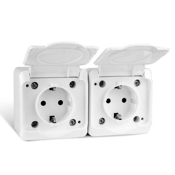 Розетка 2-м ОП Nix 16А IP54 250В с заземл. с крышкой бел. TOKOV ELECTRIC TKE-NX-R2Z-C01-IP54 Розетка 2-м ОП Nix 16А IP54 250В с заземл. с крышкой бел. TOKOV ELECTRIC TKE-NX-R2Z-C01-IP54