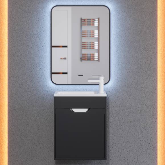 Мебель для ванной комнаты Uperwood Modul 50 подвесная, 1 дверца, матовая черная