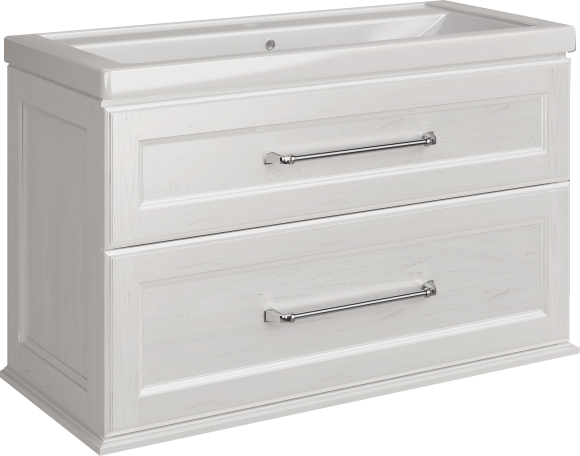 Тумба с раковиной ASB-Woodline Венеция 100, белый, патина серебро