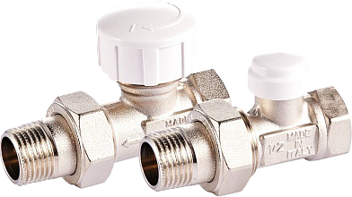 Комплект запорных вентилей Royal Thermo 1/2" М30х1,5 термостатический, прямой, хром
