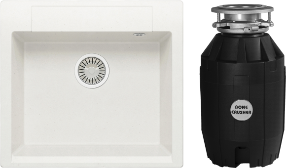 Комплект Мойка Polygran Argo 560 белый хлопок + Измельчитель Bone Crusher BC 810-AS