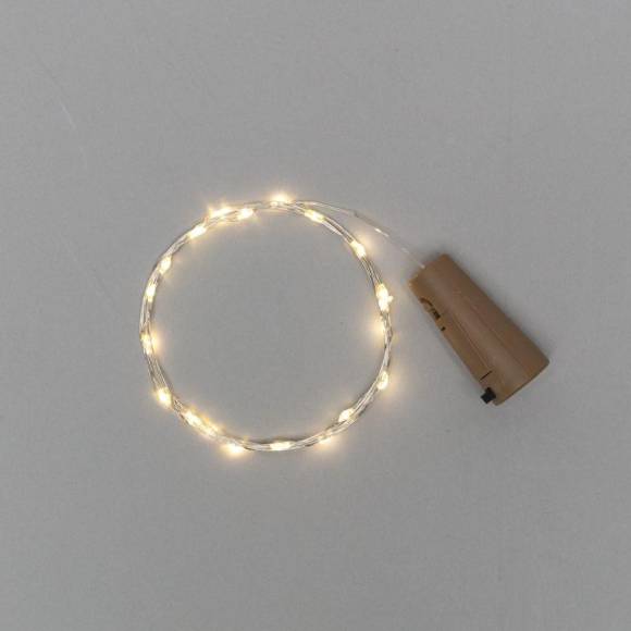 Гирлянда светодиодная "Роса" 2м 20LED тепл. бел. 0.1Вт IP20 с пробкой элементы питания 3хLR44 (в компл.) Neon-Night 302-026