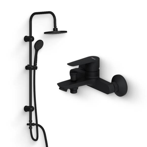 Душевой комплект Смеситель Dorff Prime new D4011022 + Стойка Comfort D0708000BL
