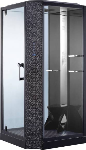 Душевая кабина Orans SR-89101LS черная, с хамамом и сиденьем