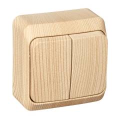 Выключатель 2-кл. ОП Этюд Дача 10А IP20 сосна SE BA10-002D Выключатель 2-кл. ОП Этюд Дача 10А IP20 сосна SE BA10-002D