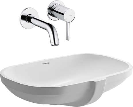 Комплект Раковина Duravit D-code 0338490000 встраиваемая + Смеситель Kludi Bozz 382440576 хром