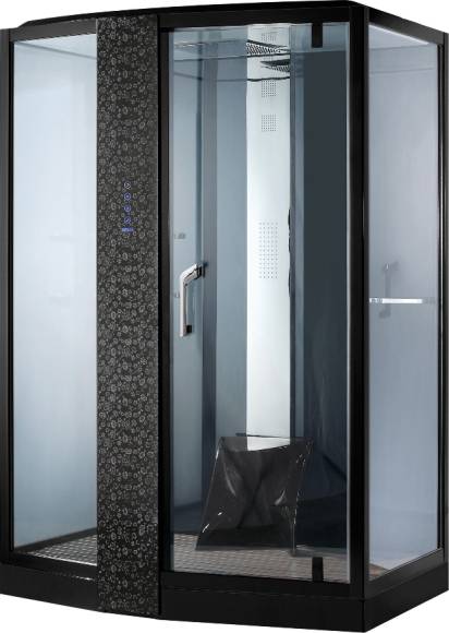 Душевая кабина Orans SR-89102LS черная, с хамамом и сиденьем