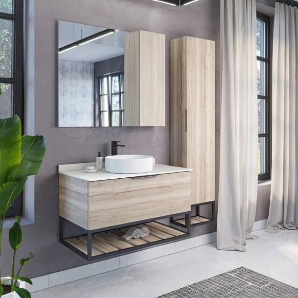 Мебель для ванной комнаты Comforty Порто 90, подвесная, дуб дымчатый