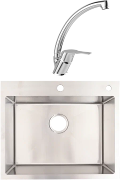 Комплект Мойка Alcora Sofia 3040126S Satin, с сифоном + Смеситель MEGA Mega MG-BMK016 хром Комплект Мойка Alcora Sofia 3040126S Satin, с сифоном + Смеситель MEGA Mega MG-BMK016 хром