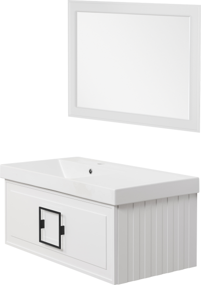 Мебель для ванной комнаты La Fenice Cubo 90 L белая, ручка черная