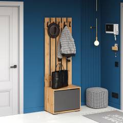 Прихожая DIWO Кострома мини 60 с обувницей, дуб вотан, антрацит, крючок черный