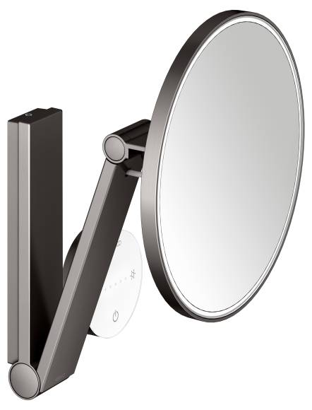Косметическое зеркало Keuco iLook Move 17612 с подсветкой, телескопическое, поворотное, с сенсорной панелью, титан черный шлифованный