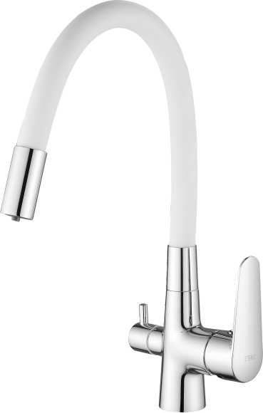 Смеситель для кухни ESKO Coral CL 03 W хром, белый, с гибким изливом