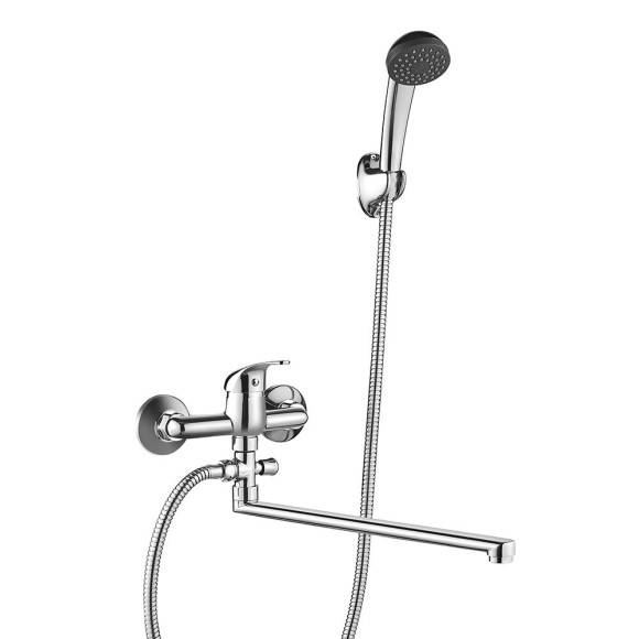 Смеситель для ванны с изливом и лейкой (кран для ванны) WesnaArt PROF PRO18-320, хром