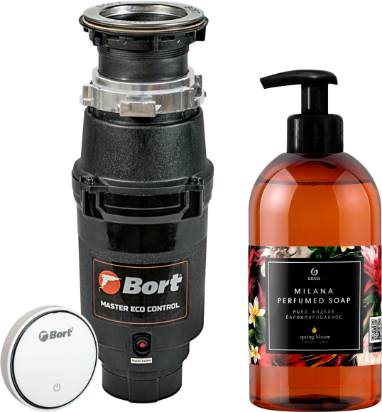 Измельчитель отходов Bort Master Eco Control + жидкое мыло