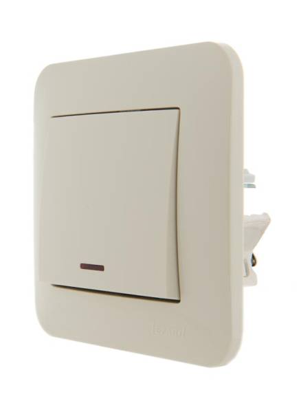 Выключатель 1-кл. 1п СП Karina 10А IP20 с подсветкой механизм крем. LEZARD 707-0388-111