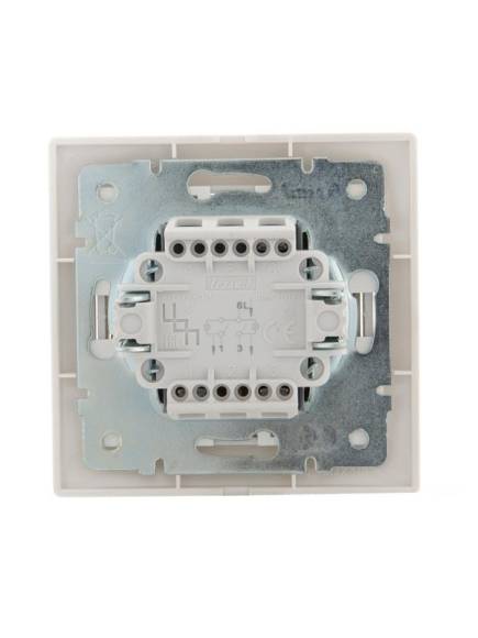 Выключатель 2-кл. СП Mira 10А IP20 с подсветкой со вставкой жемчуж./бел. перламутр. LEZARD 701-3030-112