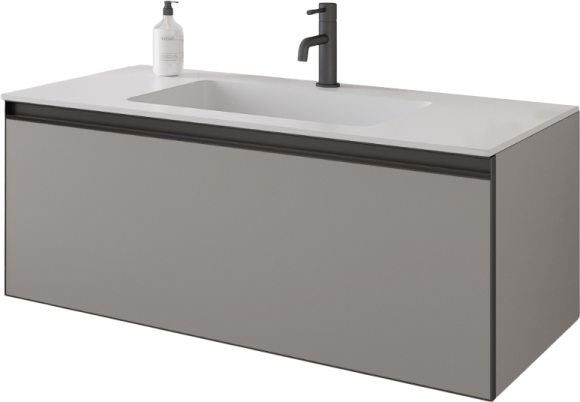 Тумба с раковиной Armadi Art Quatro 1 100 luna, профиль anthracite, с раковиной white