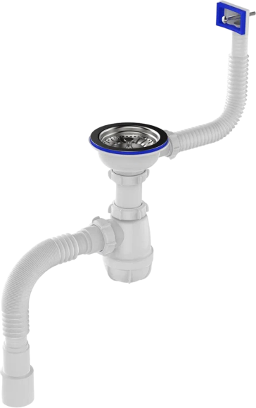 Сифон для мойки Aquant Standart B0148-20-MR с прямоугольным переливом