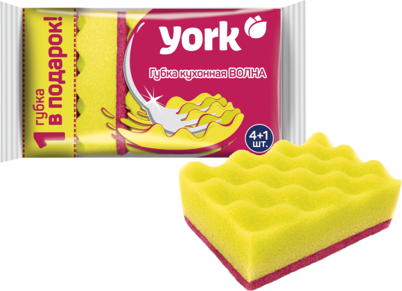 Губка для посуды York Волна 4+1 шт