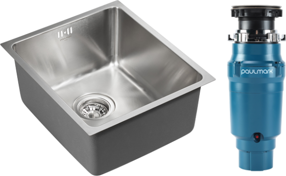 Комплект Мойка Paulmark Vista PM904438-BS брашированная нержавеющая сталь + Измельчитель Intenso I-400