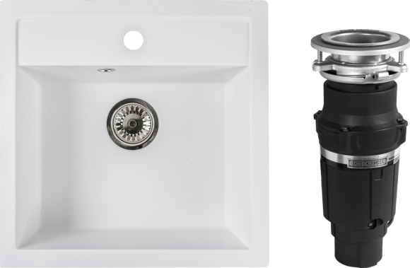Комплект Мойка Reflexion Zia RX1251WH белый + Измельчитель Bone Crusher BC 610-AS